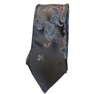 Don Loper Paisley Gray Blue & Maroon Vintage Men's Tie With Insignia